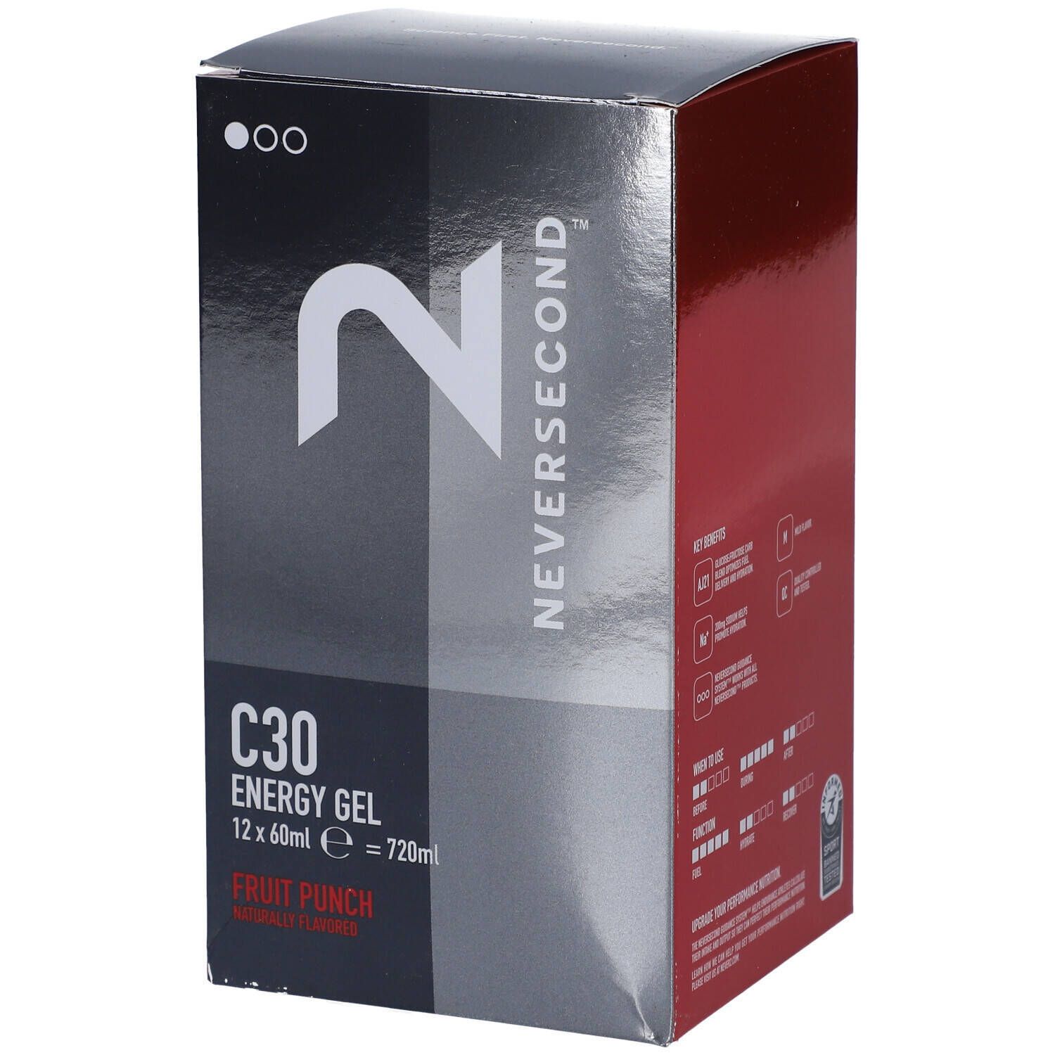 Neversecond™ C30 Energy Gel Fruit Punch 12x60 ml gel 12x60 ml Sachet(S)