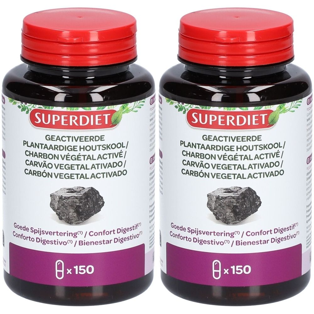 SUPERDIET Charbon Végétal Activé 2x150 pc(s) Capsule(S)