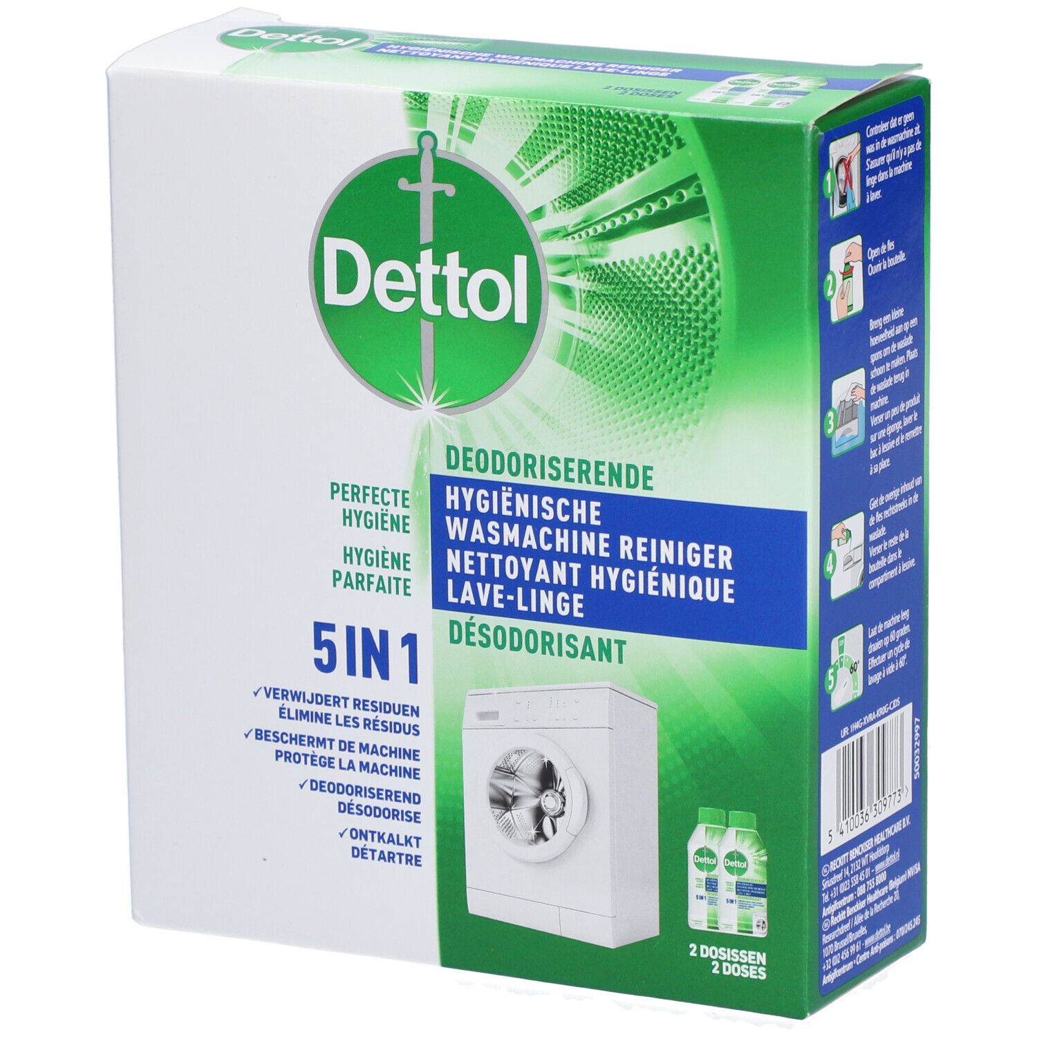 Dettol Nettoyant Hygiénique Lave-Linge Désodorisant DUO Produit(S) Nettoyant(S) 2x250 ml