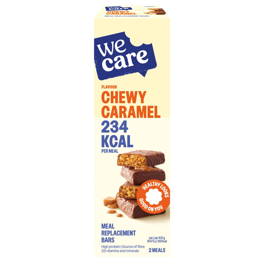 We Care Barres Substitut de Repas Chewy Caramel 2x60 g Barre