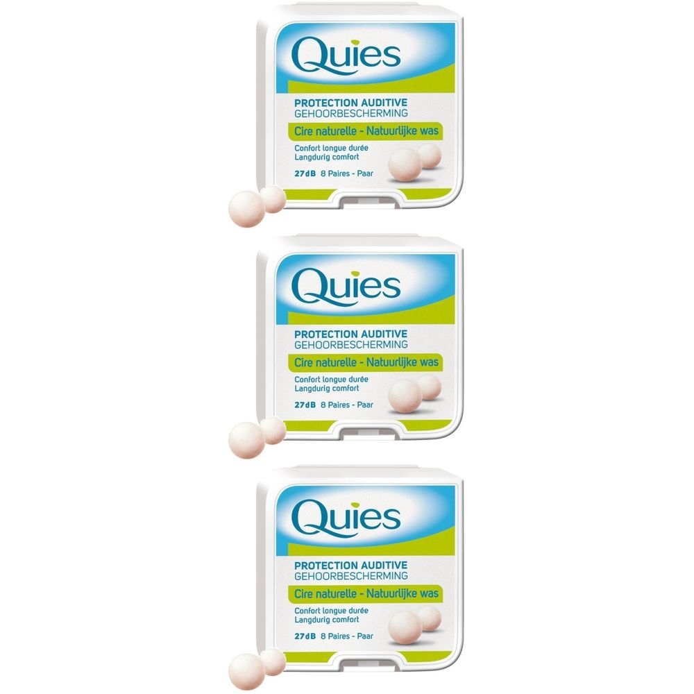 Quies Bouchons d'Oreille Cire Naturelle 3x8 pc(s) Bouchons D'Oreille