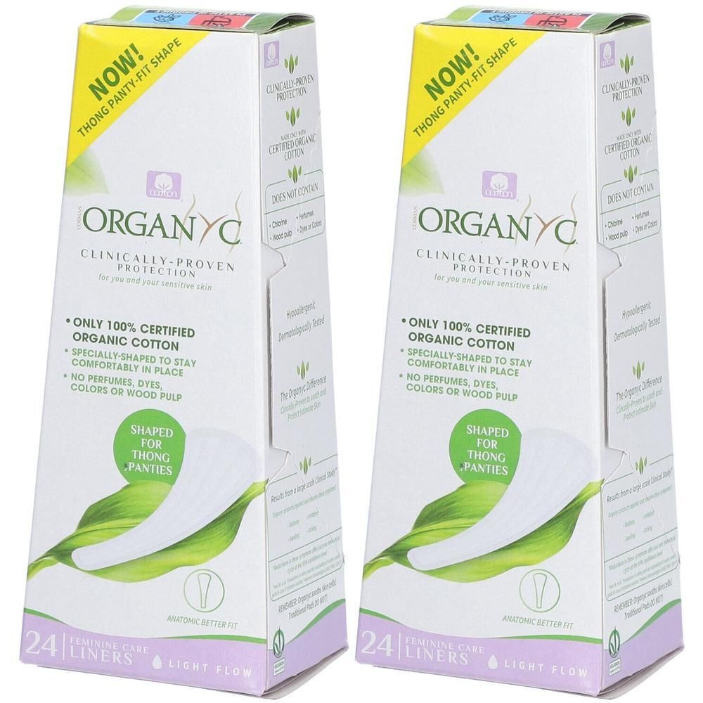 Organyc Protège-Slip String 100% Coton Bio | 1+1 GRATUIT Serviette hygienique 2x24 pc(s)