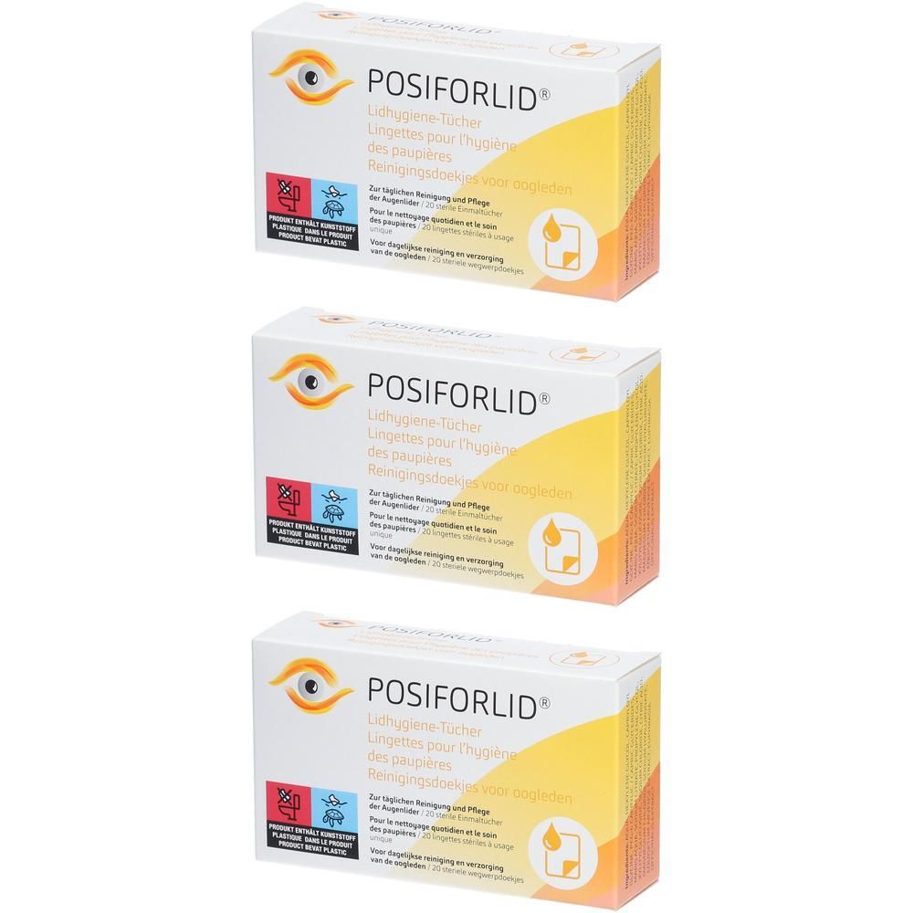 Posiforlid Lingettes pour l'Hygiène des Paupières 3x20 pc(s) Lingette(S)