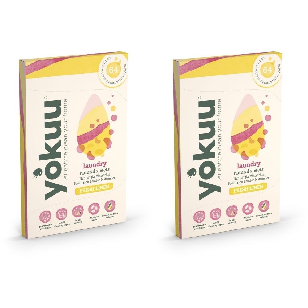 YOKUU® Feuilles de lessive naturelles Lin frais 2x32 pc(s) Lingette(S)