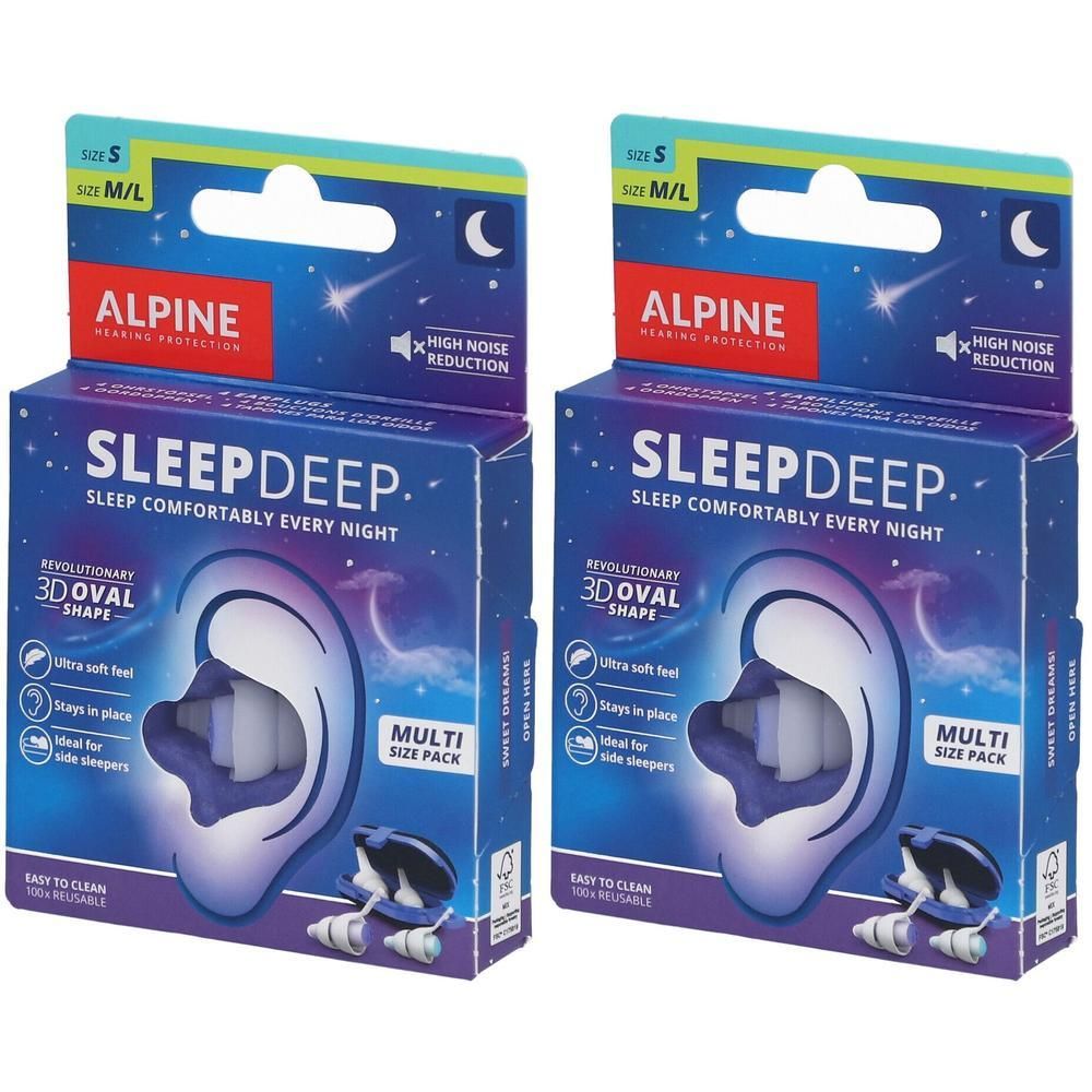 Alpine SleepDeep Bouchons d’Oreilles Pack Multi-Taille 2x2 pc(s) Bouchons D'Oreille