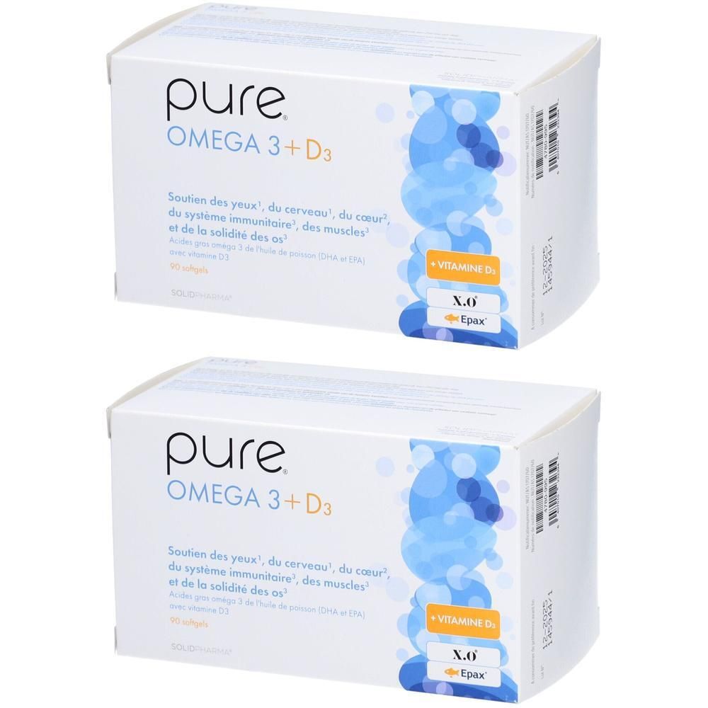 Pure Omega 3 + D3 2x90 pc(s) Capsule(S) Douce(S)