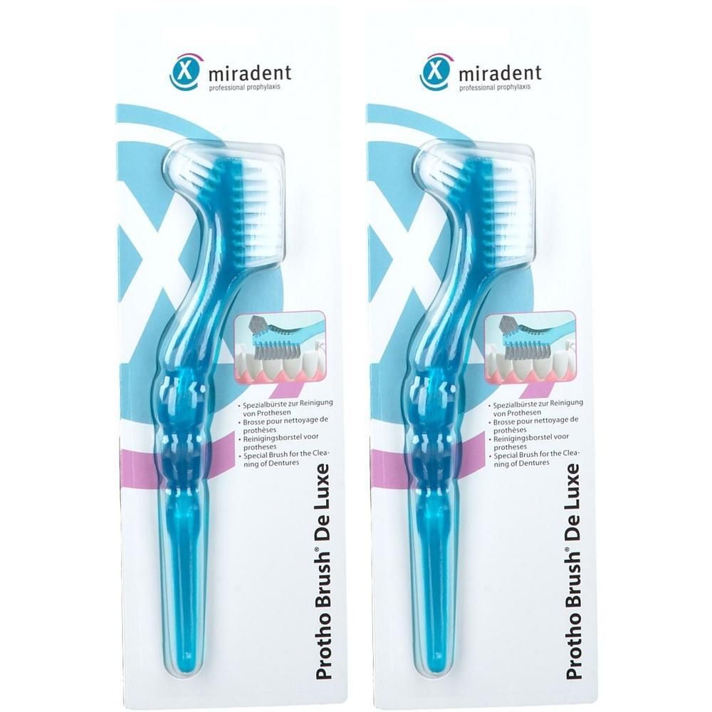 Miradent Brosse Deluxe Prothese Bleu Brosse(S) À Dents 2x1 pc(s)