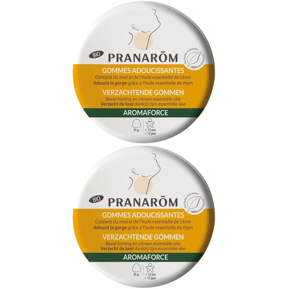 PRANARÔM - Aromaforce - Gommes Adoucissantes - Compléments Alimentaires Aux Huiles Essentielles - Citron, Miel & Thym - Apaise La Gorge - Boîte Métal 
