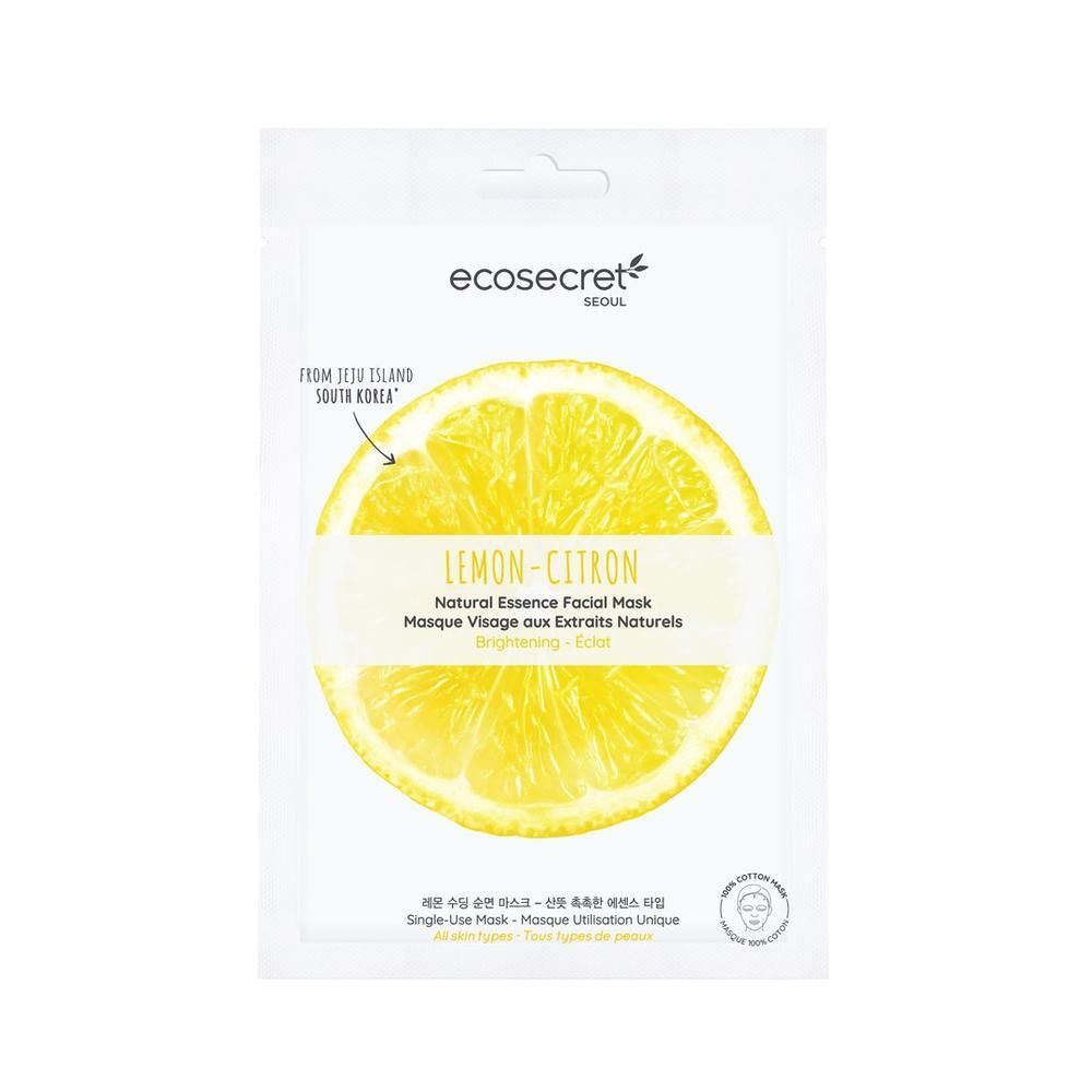 Cosmetec S.à.r.l. Ecosecret Masque Visage Citron Éclat 100 % Coton 20 Ml - Image 1