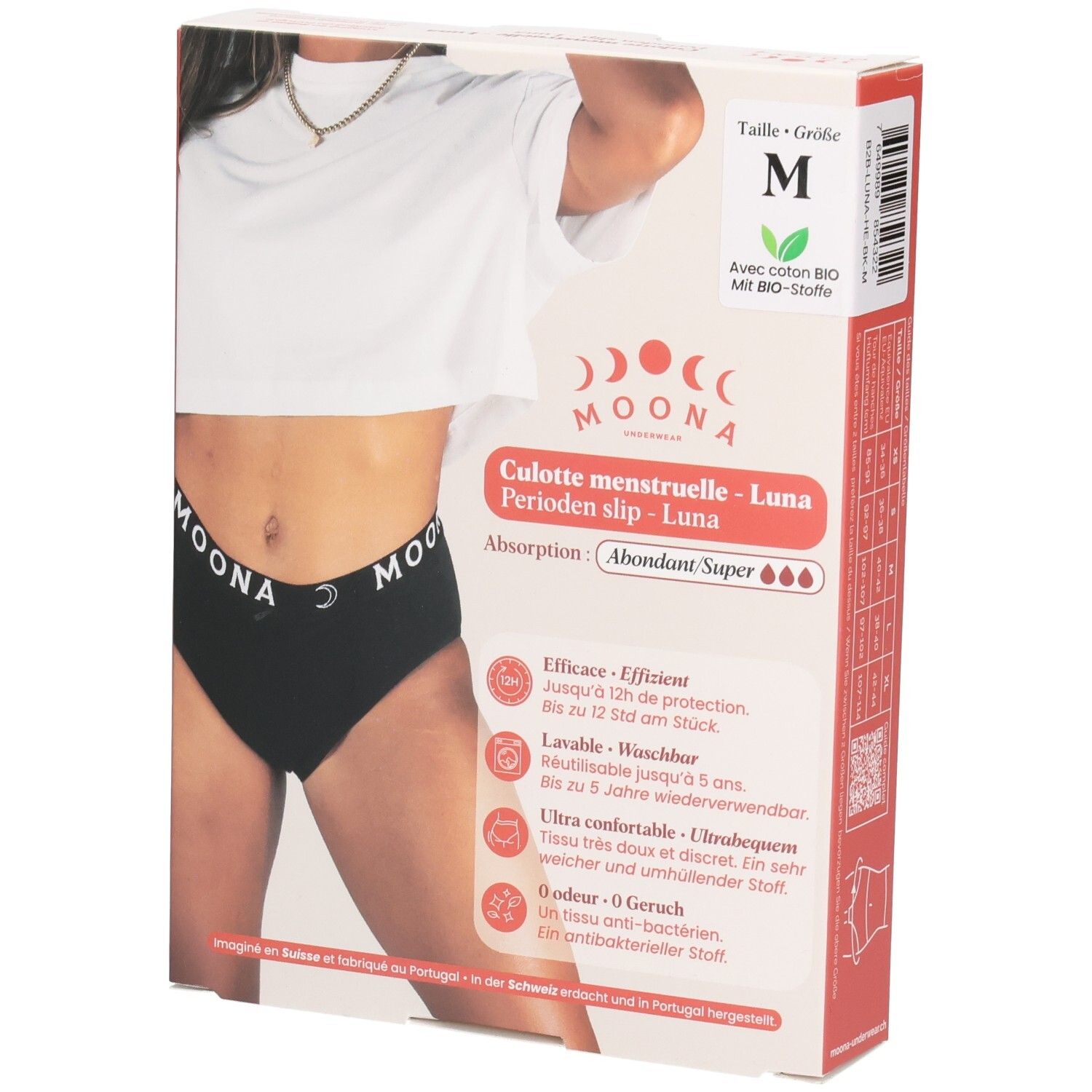 MOONA Culotte menstruelle Luna - Taille M Flux abondant Menstruelle 1 pc(s)