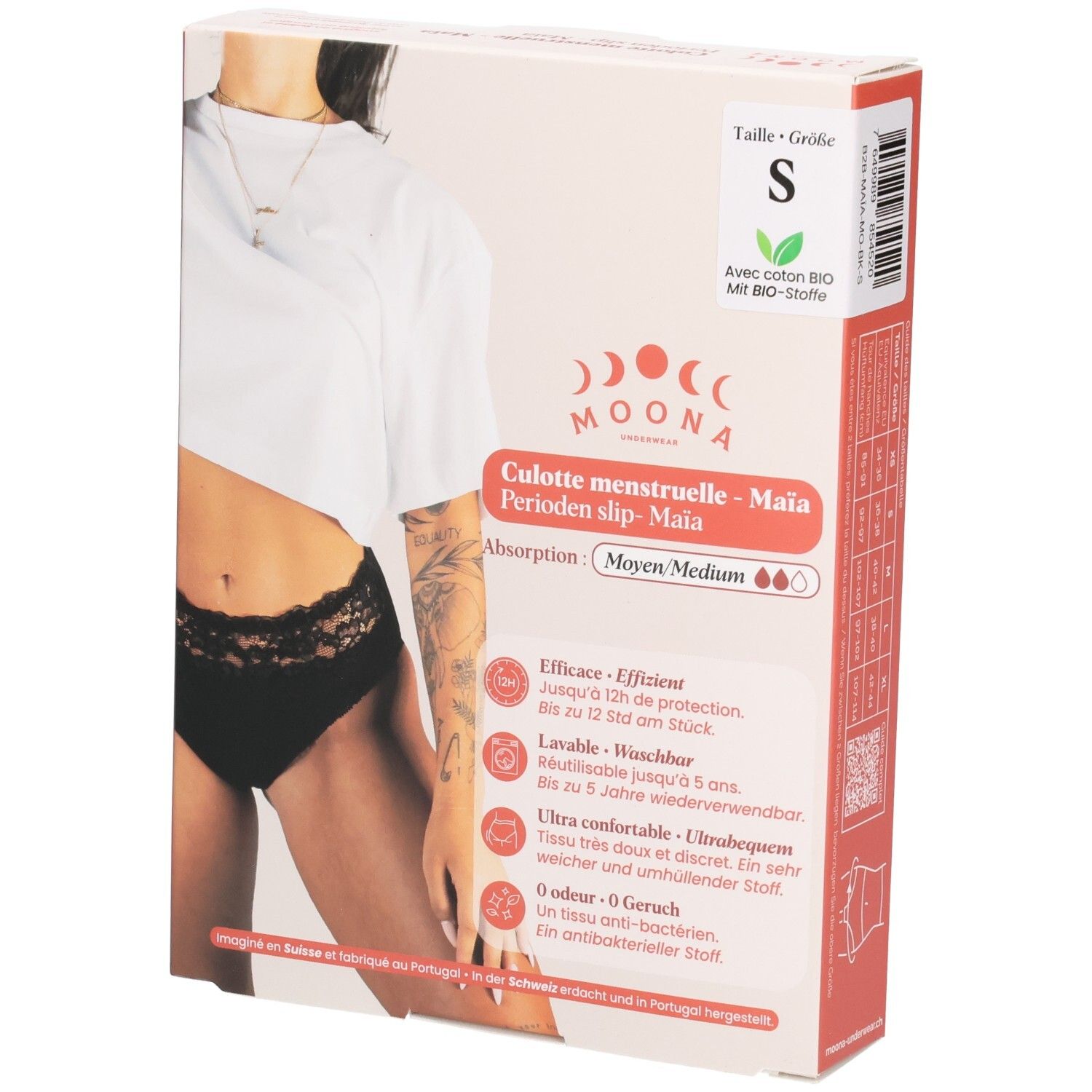 MOONA Culotte menstruelle Maïa - Taille S Flux moyen Menstruelle 1 pc(s)