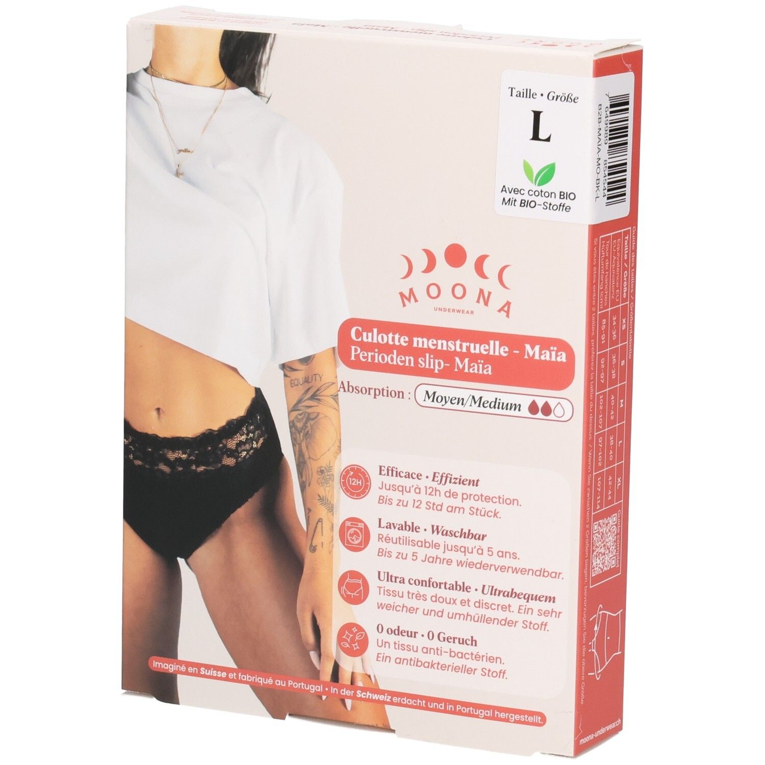 MOONA Culotte menstruelle Maïa - Taille L Flux moyen Menstruelle 1 pc(s)