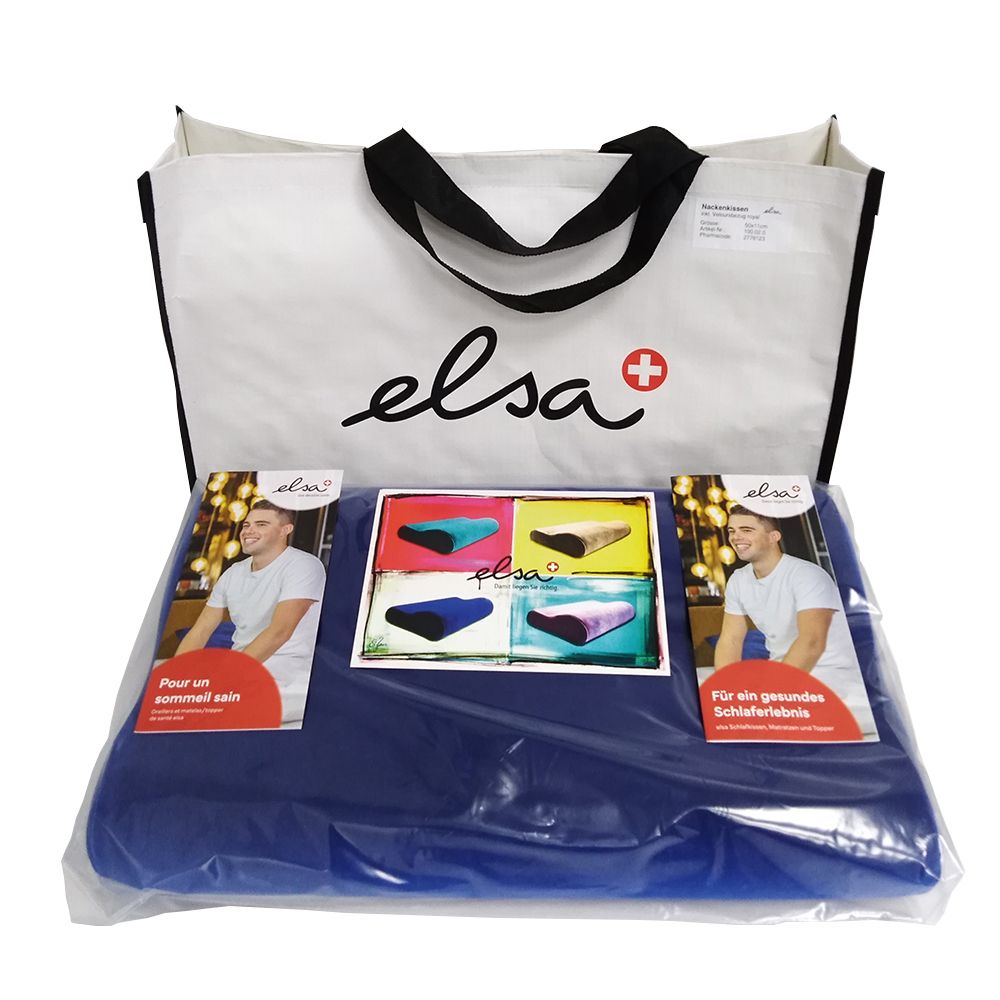 ELSA Coussin pour la nuque 50 x 11 cm Taie velours Bleu roi Oreiller 1 pc(s)