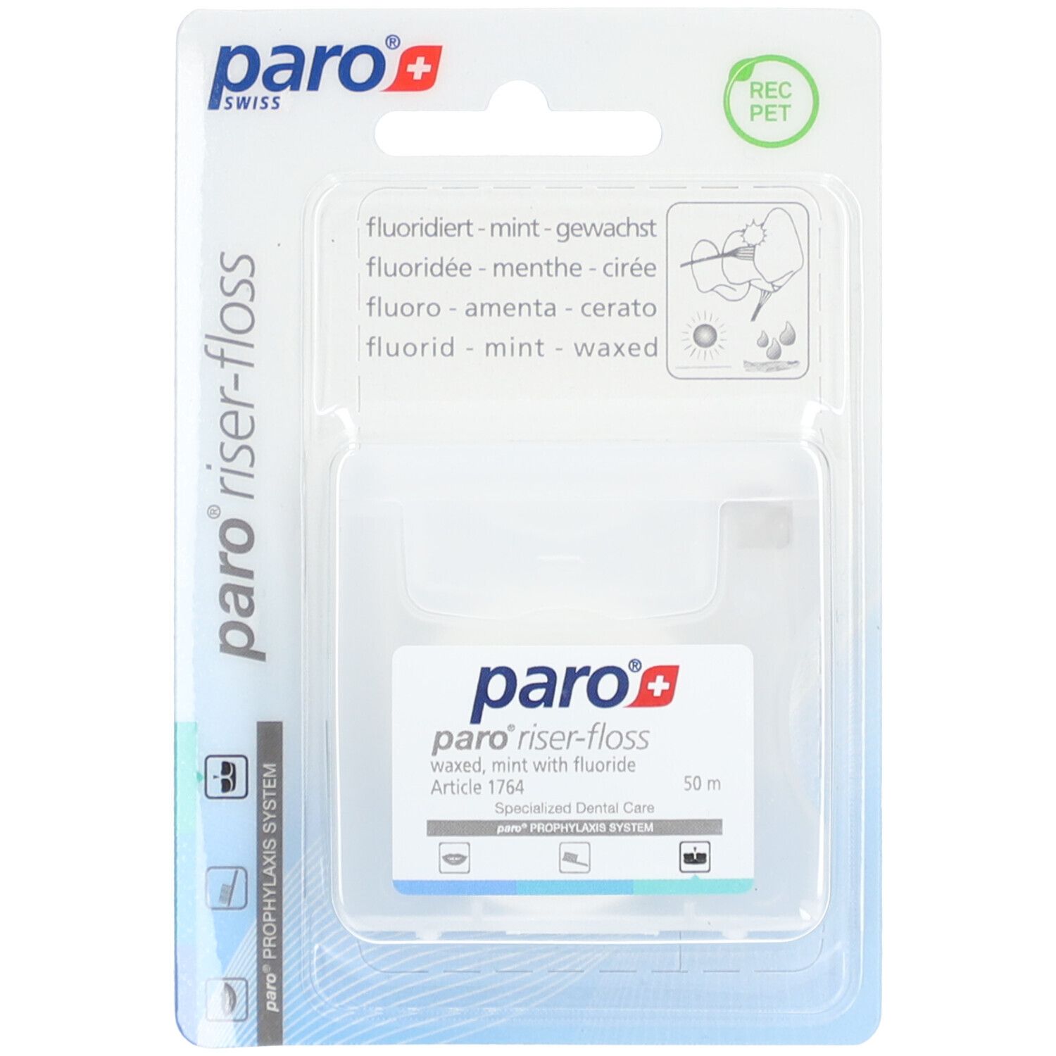 PARO riser-floss - Fils dentaires Menthe avec Fluoride 50m 1 pc(s) Fil Dentaire