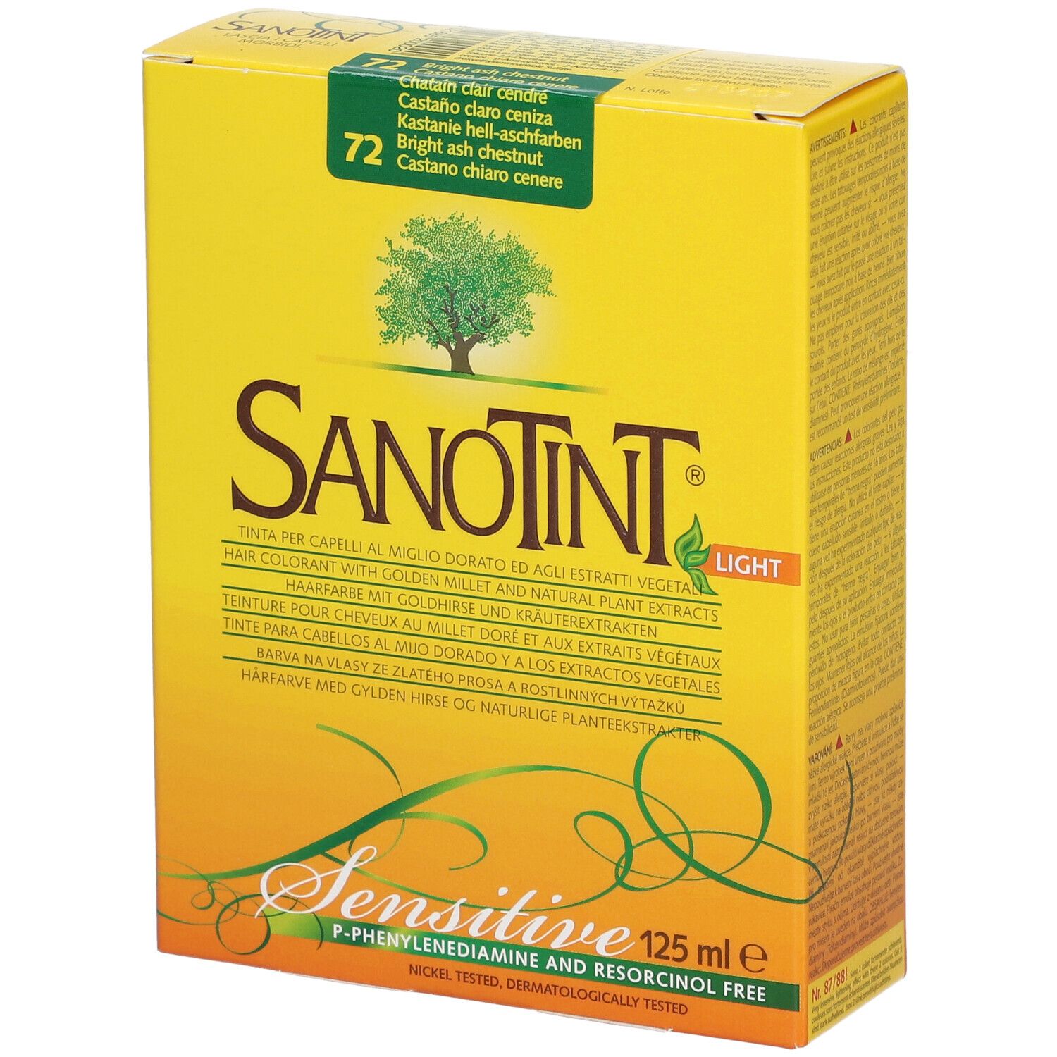 Sanotint Sanotint® Sensitive Teinture Pour Les Cheveux 72 Chatain Clair Cendré Teinture(S) 1 Pc(S)