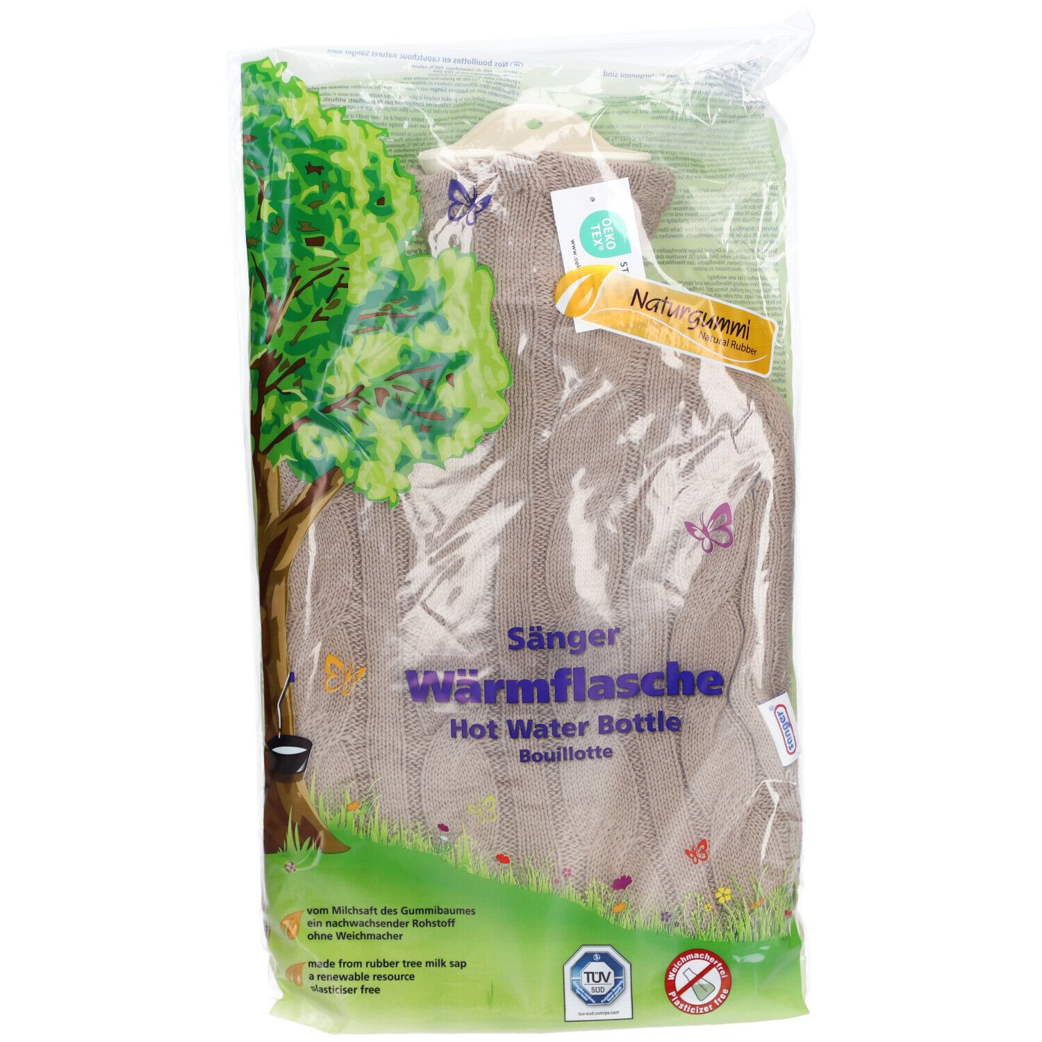 SÄNGER Bouillotte 2l Housse en tricot torsadé beige foncé 1 pc(s)
