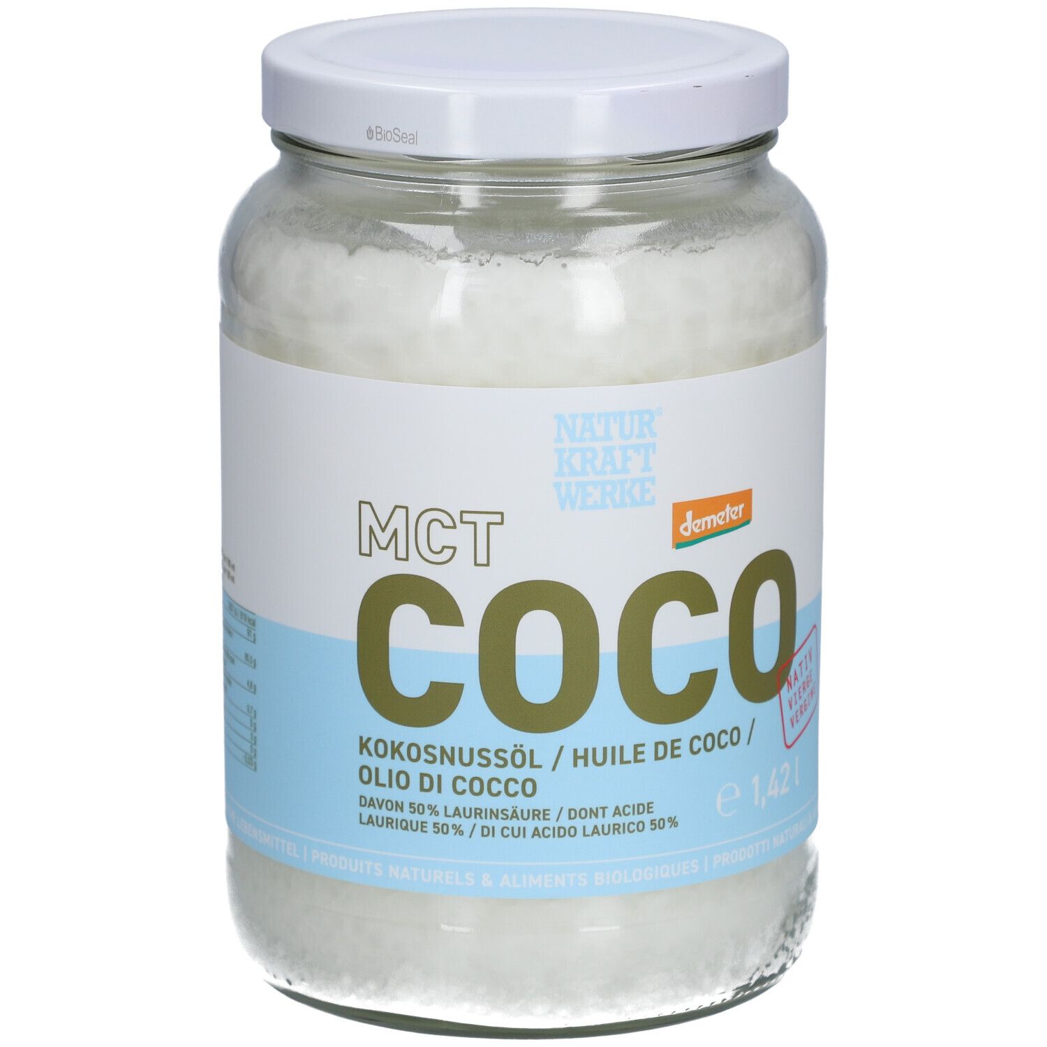 NATURKRAFTWERKE Huile pur de coco, native et pressée à froid 1420 ml Huile