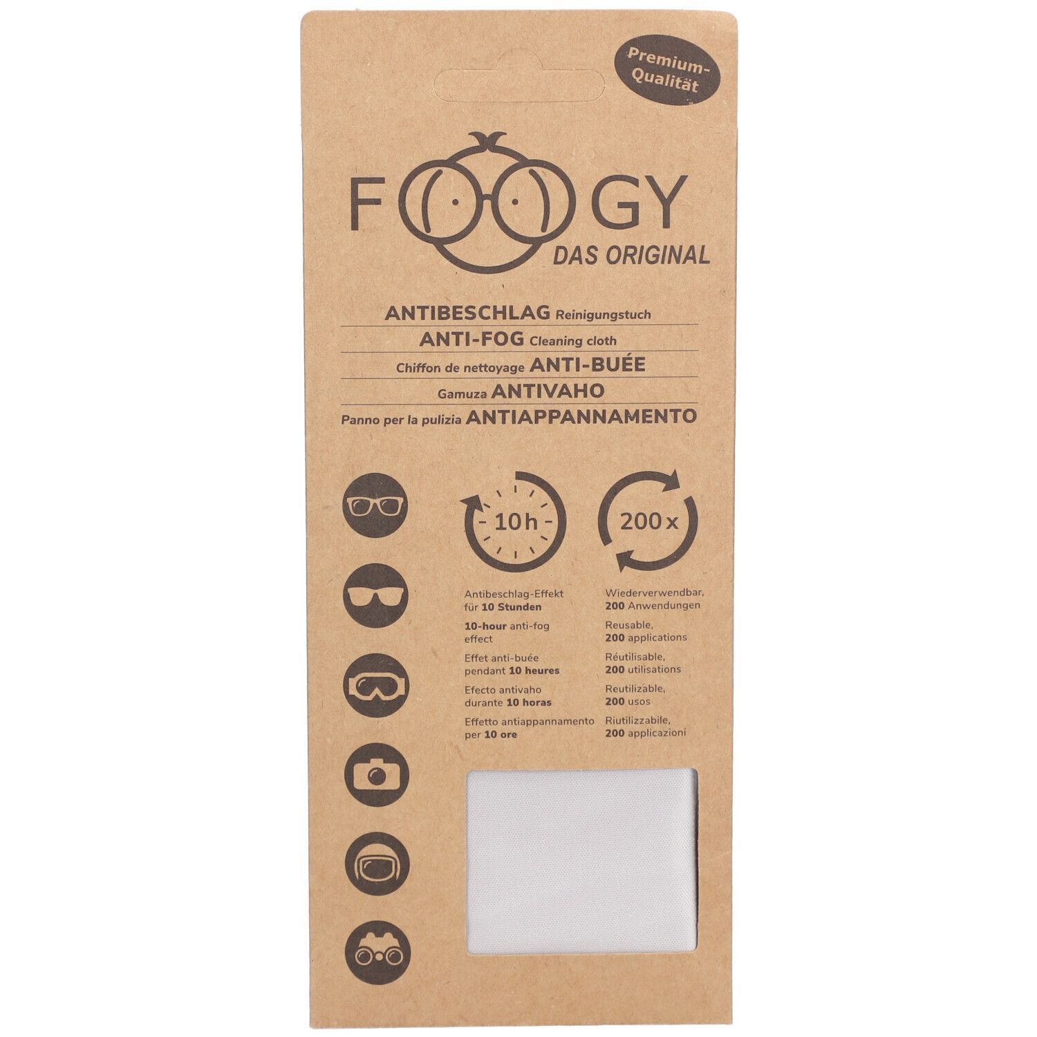FOOGY Chiffon anti-buée en microfibre sèche pour lunettes Bande(S) 1 pc(s)