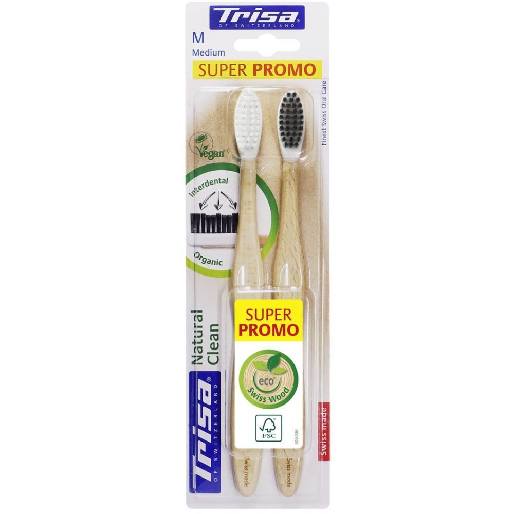 TRISA 2 Brosses à dents médium Natural Clean 2 pc(s) Brosse(S) À Dents