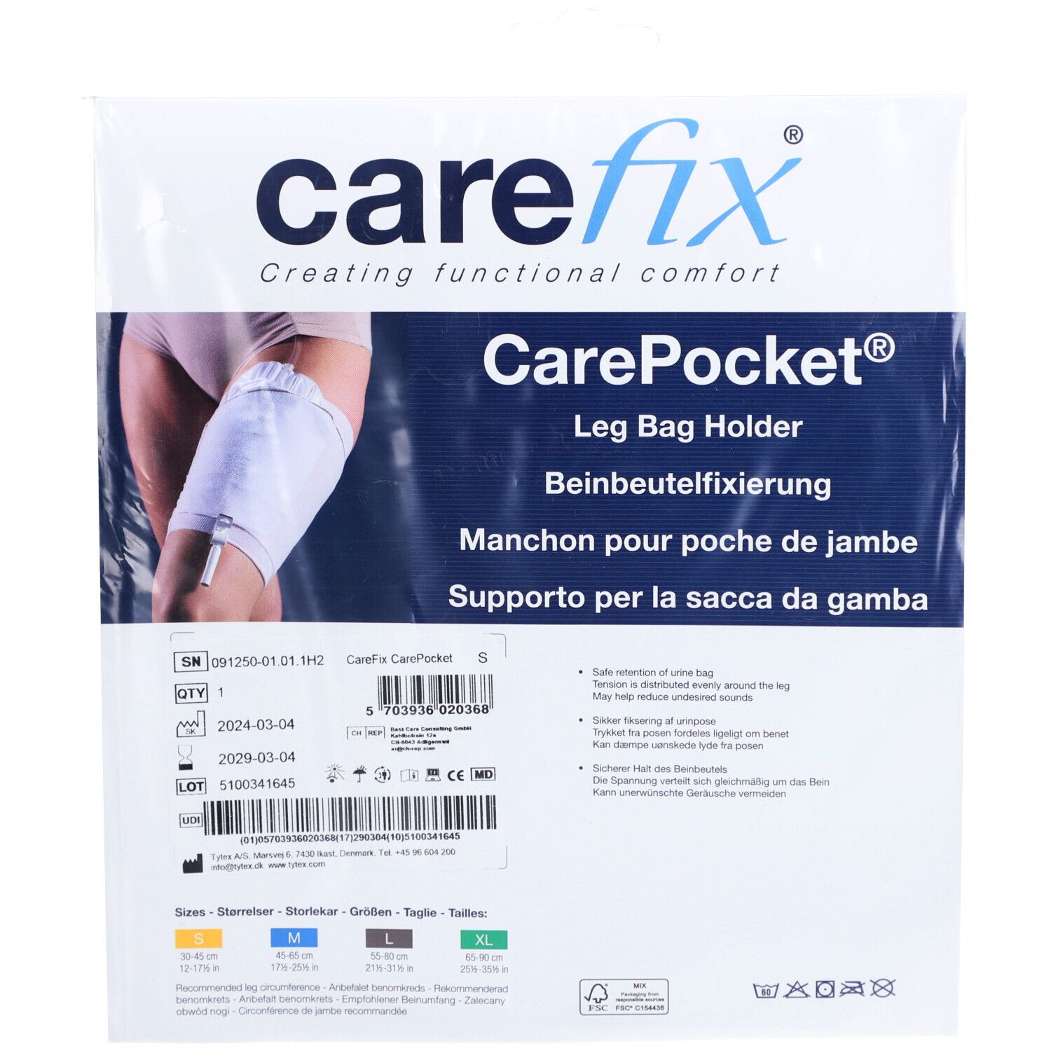 CAREFIX Fixation pour poche à urine taille S 30–45 cm 1 pc(s) Autre