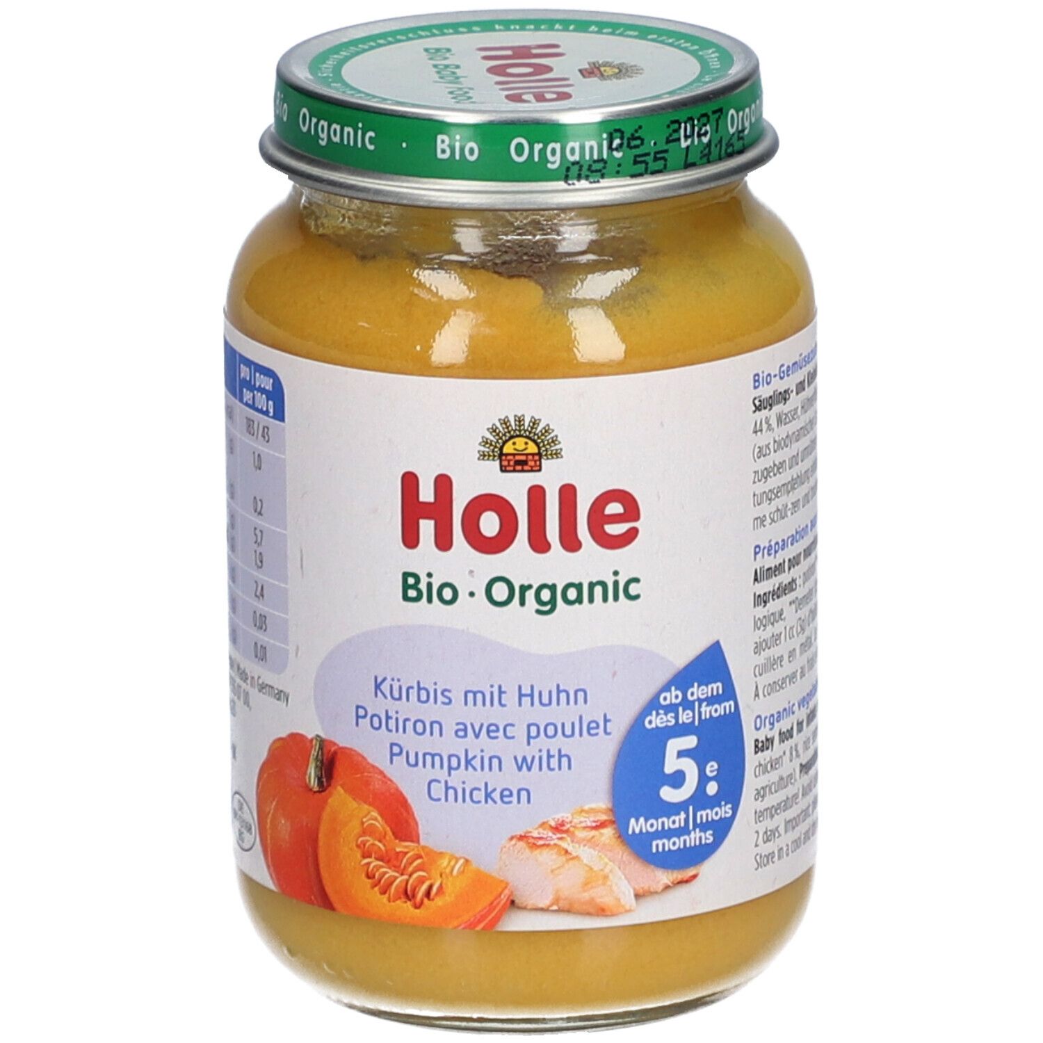 Holle Bio Potiron avec poulet dès 5 mois Aliment 190 g