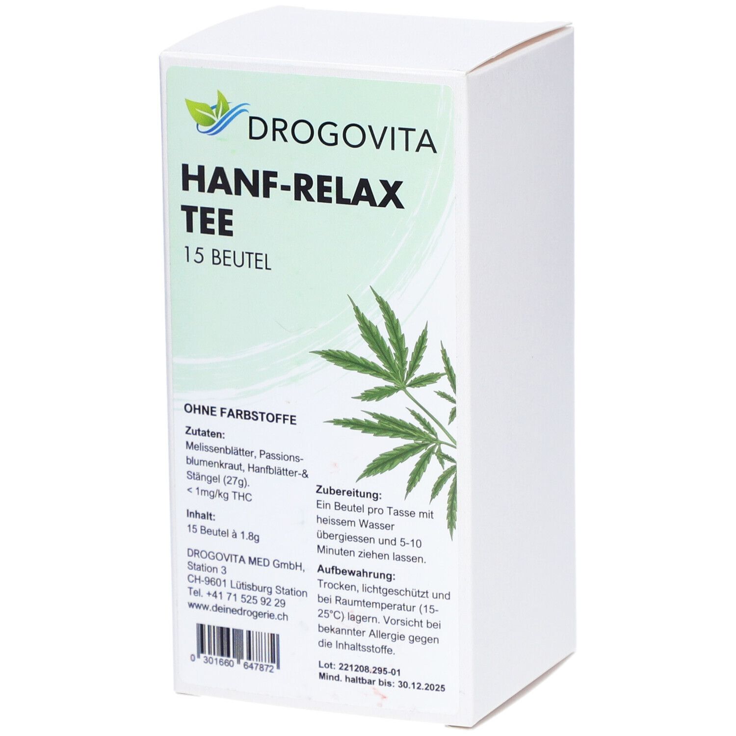 Drogovita Med Gmbh Drogovita Thé Relaxant Au Chanvre 15 Pc(S)