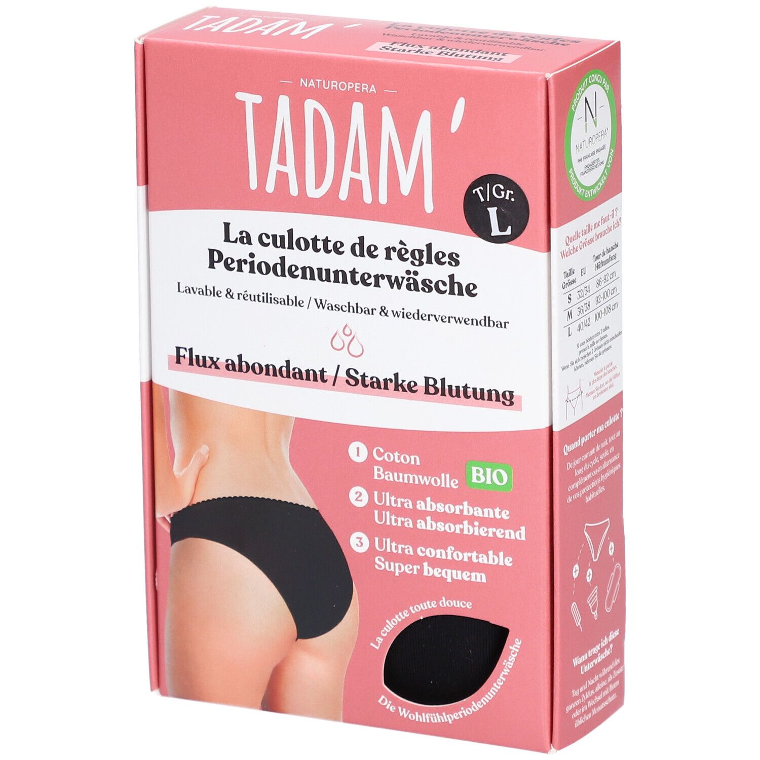 Tadam' Pantalon menstruel lavable Taille L - Menstruations abondantes Culotte Menstruelle 1 pc(s)