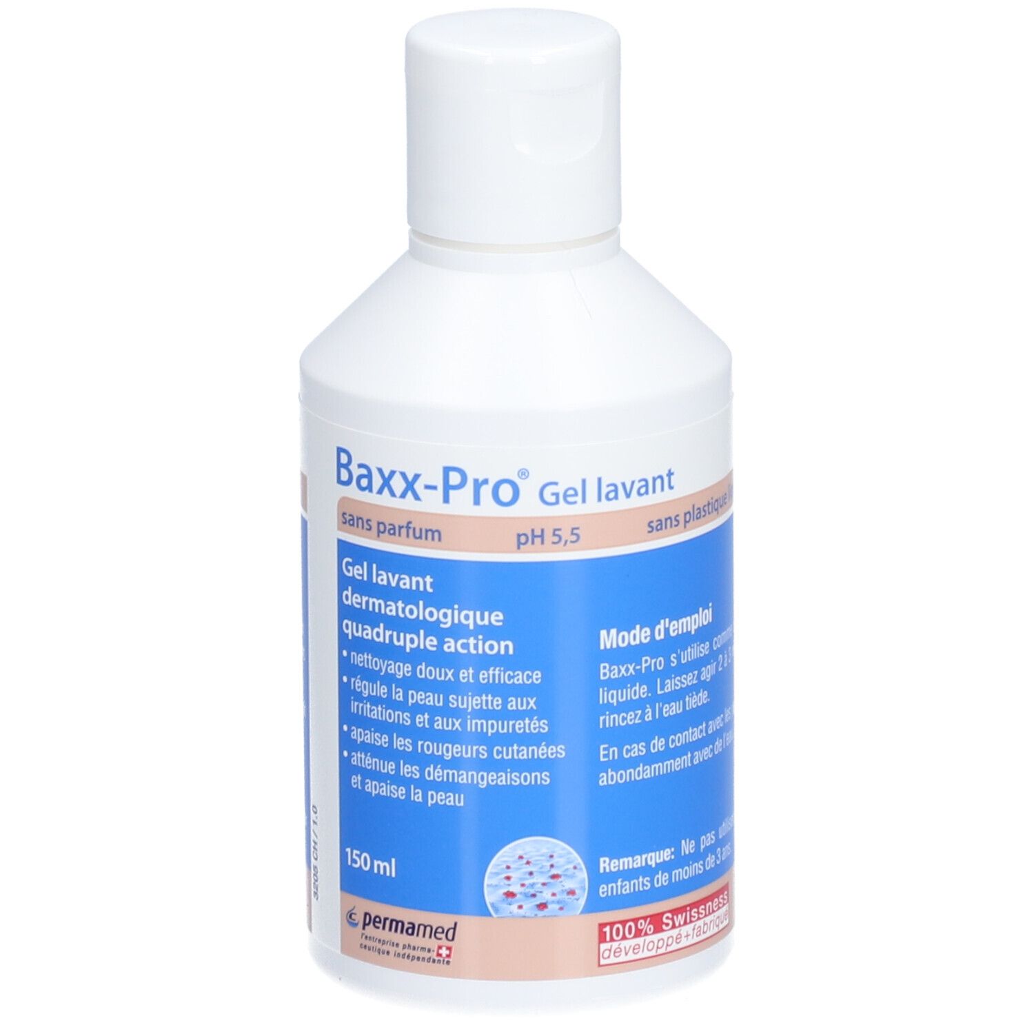 PERMAMED Baxx-Pro Gel lavant sans parfum PH 5,5 150 ml Gel(S)