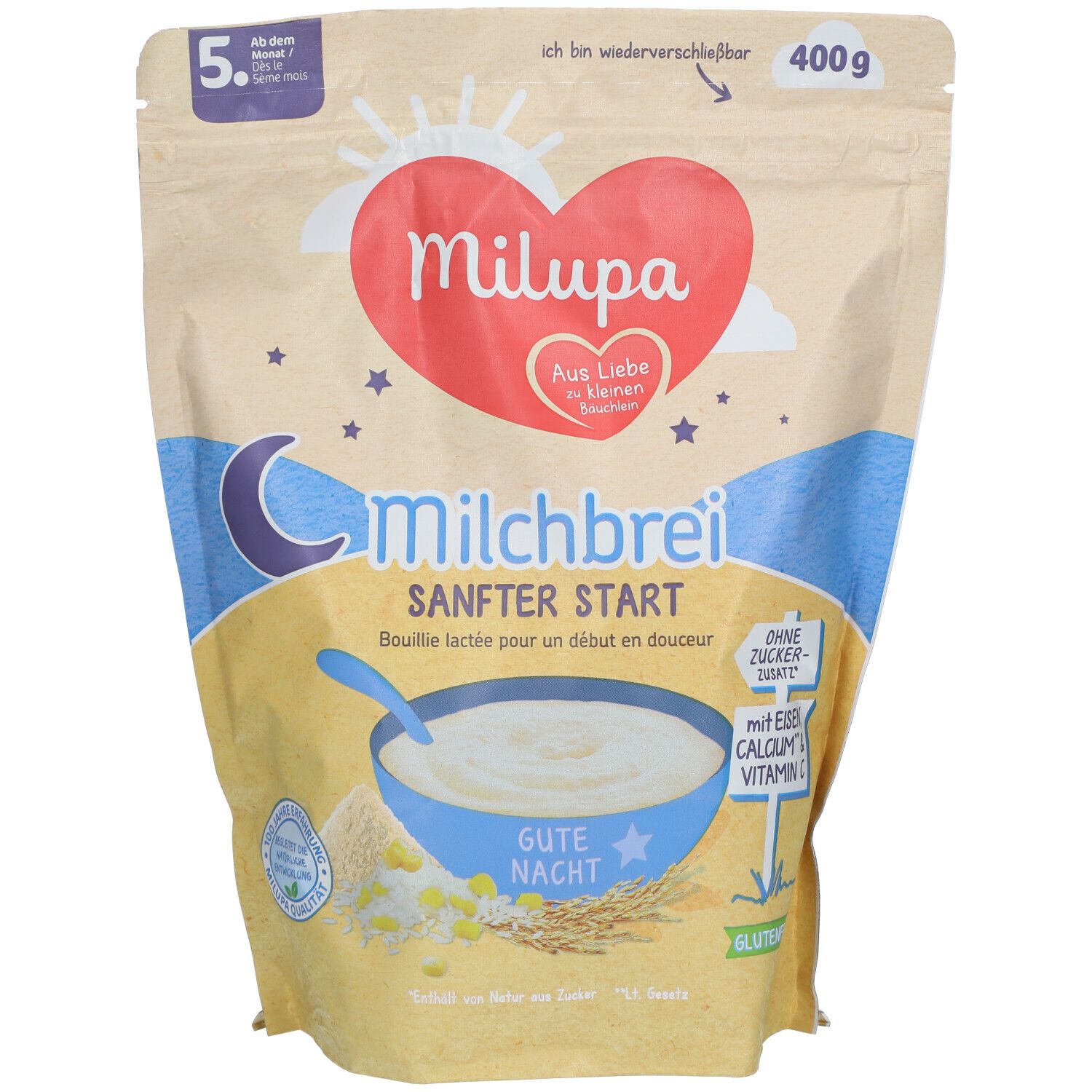 Milupa Bouillie de lait Bonne Nuit Démarrage en douceur 400 g Poudre