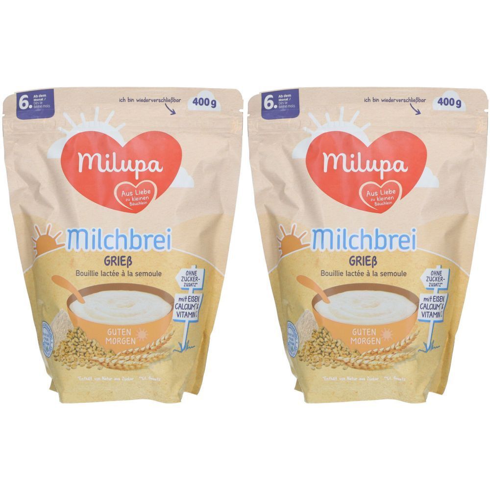Milupa Bouillie de lait semoule 2x400 g Poudre