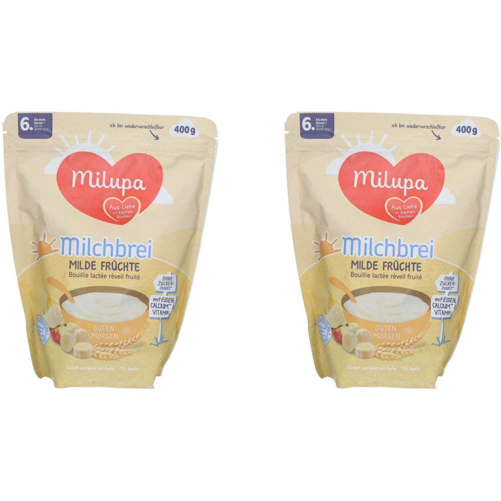 Milupa Bouillie de lait Fruits doux 2x400 g Poudre