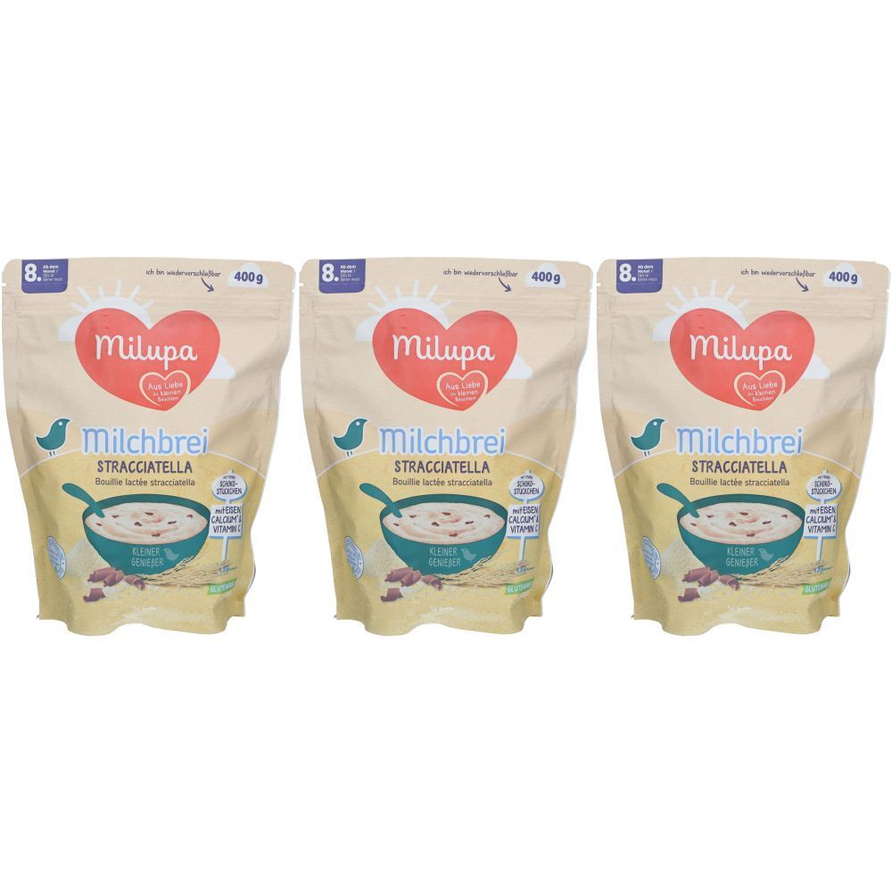 Milupa Bouillie de lait Stracciatella 3x400 g Poudre