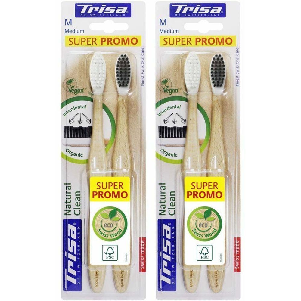 TRISA 2 Brosses à dents médium Natural Clean 2x2 pc(s) Brosse(S) À Dents