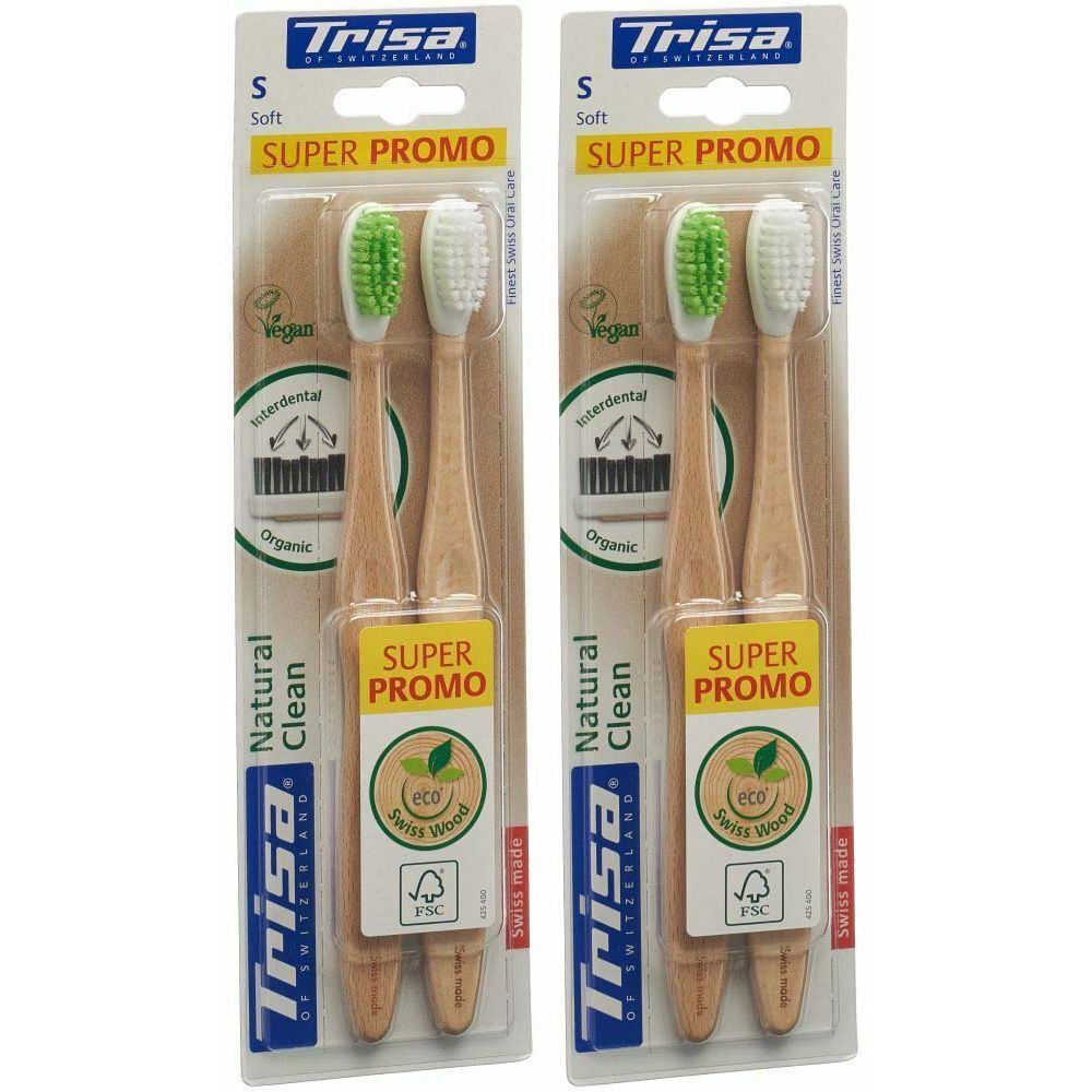 TRISA 2 Brosses à dents souple Natural Clean 2x2 pc(s) Brosse(S) À Dents