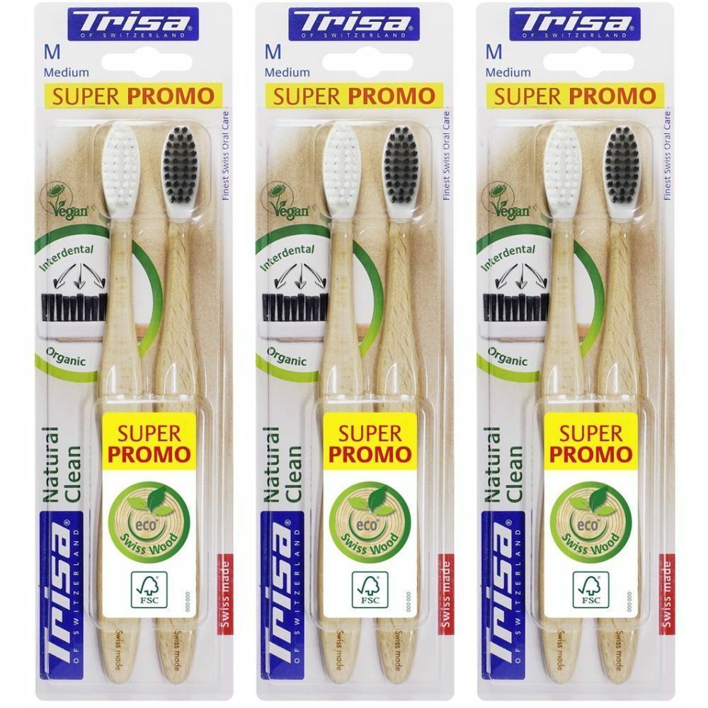 TRISA 2 Brosses à dents médium Natural Clean 3x2 pc(s) Brosse(S) À Dents