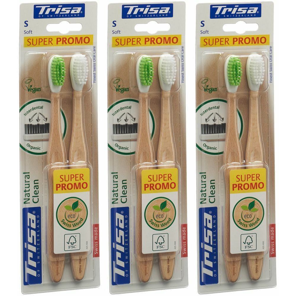TRISA 2 Brosses à dents souple Natural Clean 3x2 pc(s) Brosse(S) À Dents
