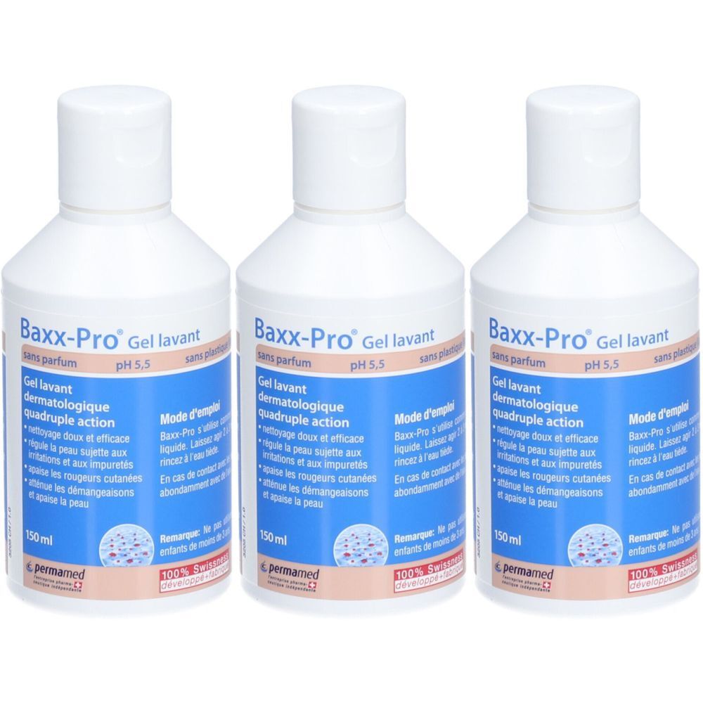 PERMAMED Baxx-Pro Gel lavant sans parfum PH 5,5 3x150 ml Gel(S)