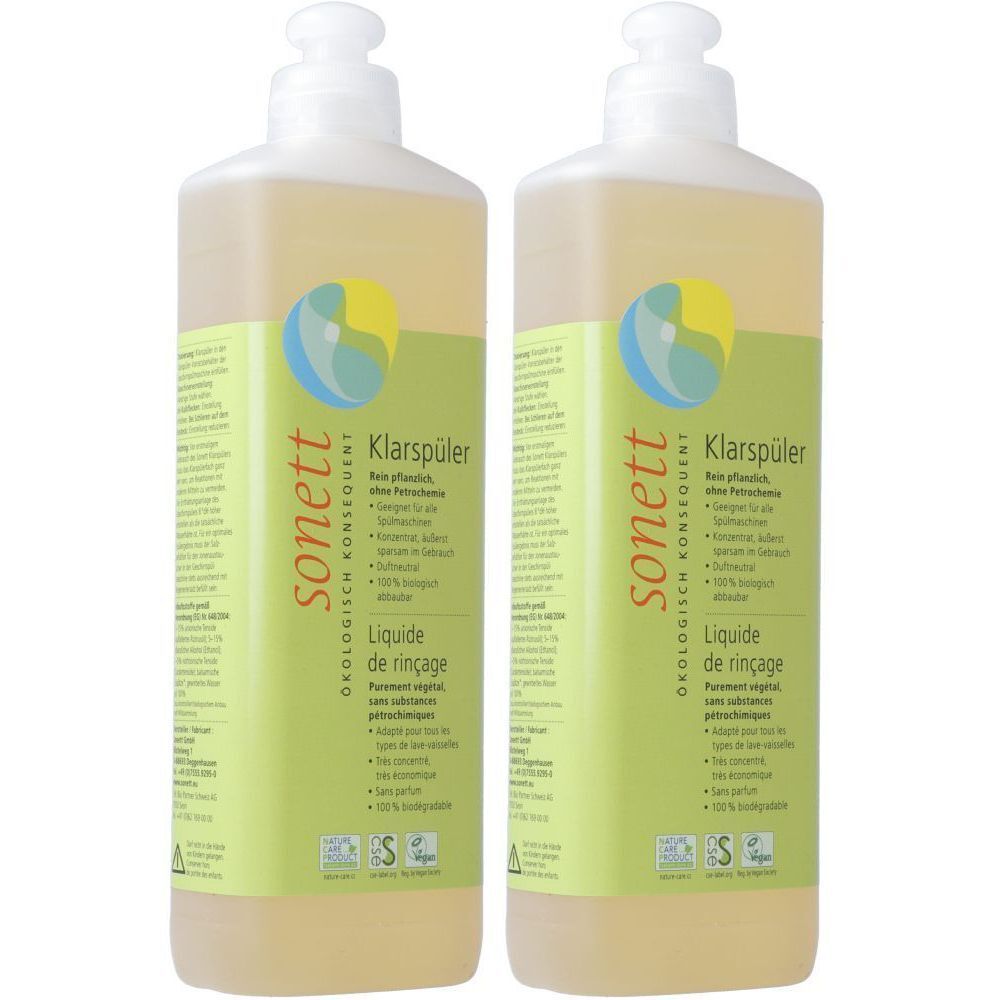 SONETT Liquide de rinçage écologique sans parfum 2x0,5 l Liquide