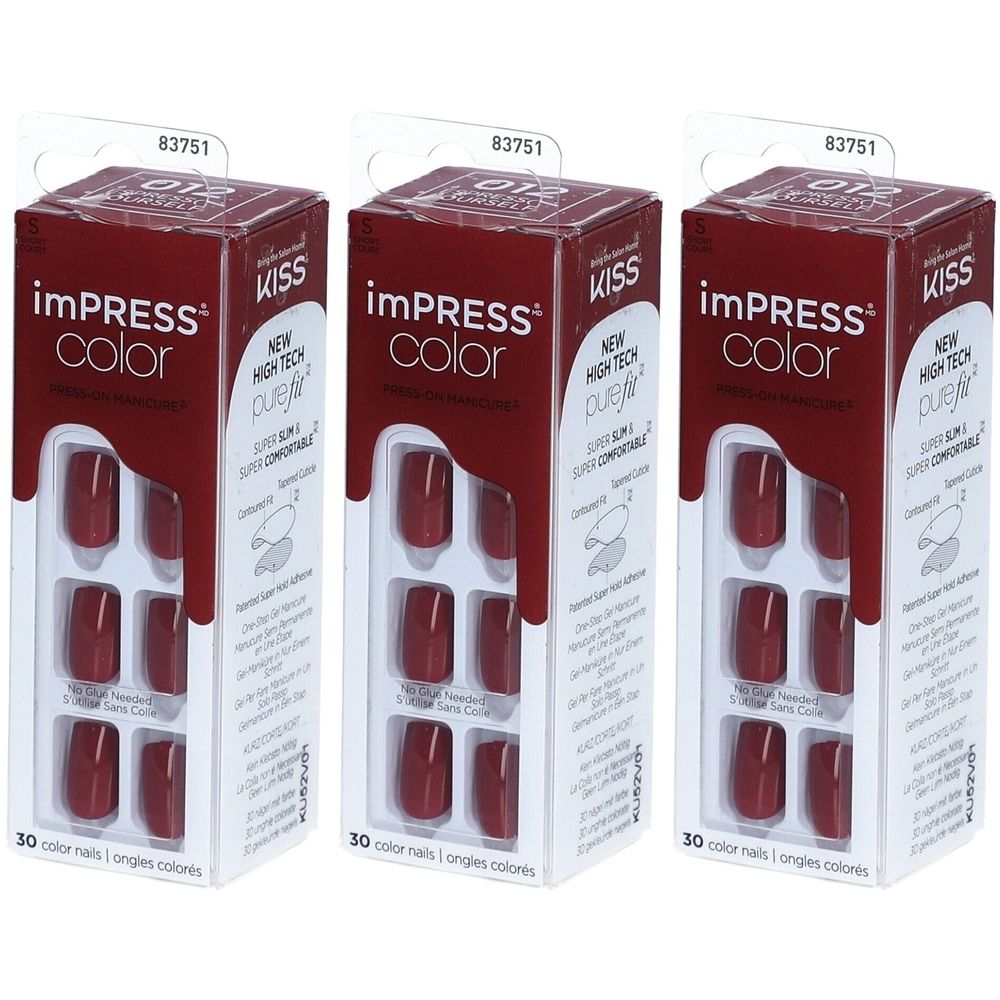 KISS imPRESS® Color Press-on Manicure Faux-Ongles Autre 3x1 pc(s)