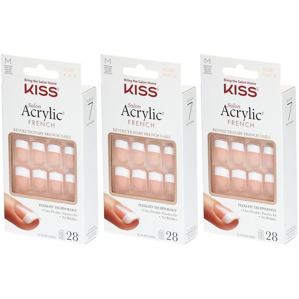 KISS Salon Acrylic Kit Faux-Ongles French Nails 3x1 pc(s)