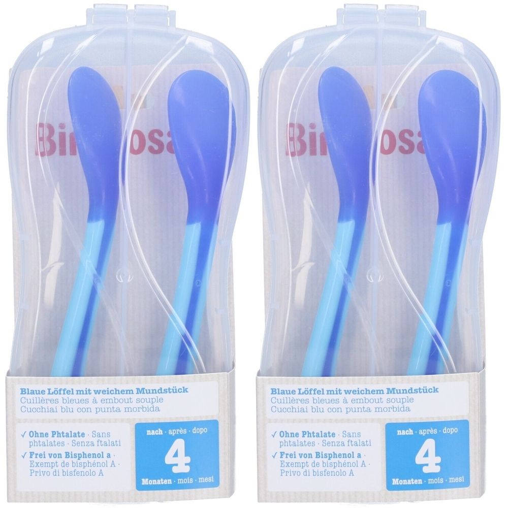 BIMBOSAN Cuillères bleues à embout souple 2x2 pc(s)