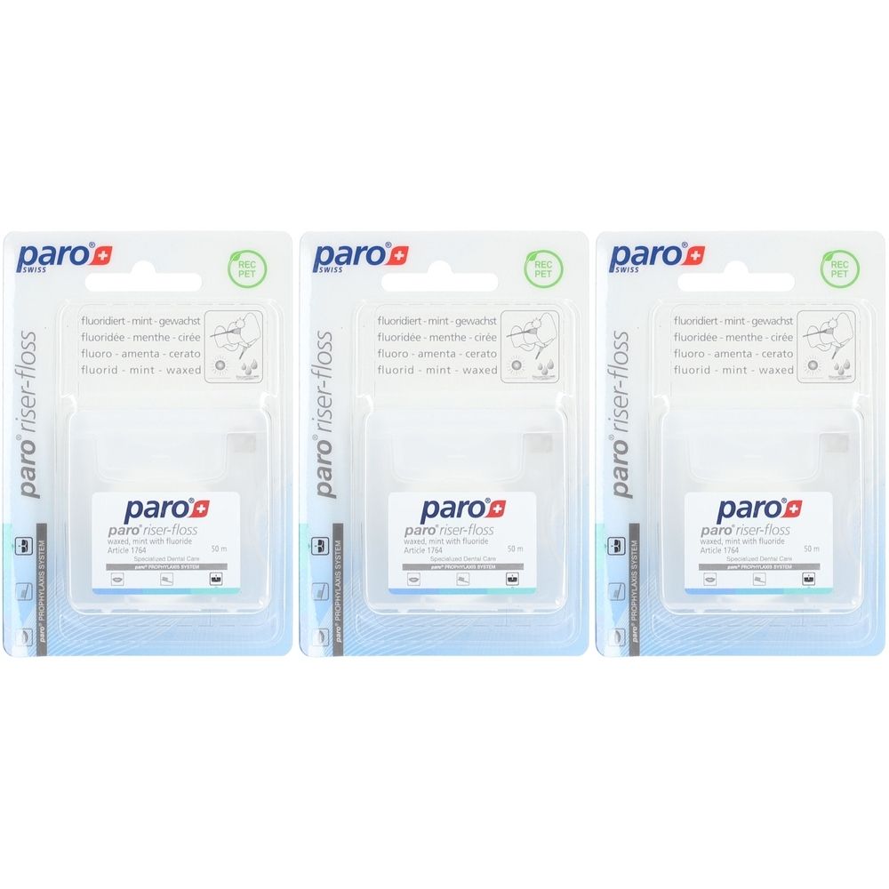PARO riser-floss - Fils dentaires Menthe avec Fluoride 50m 3x1 pc(s)