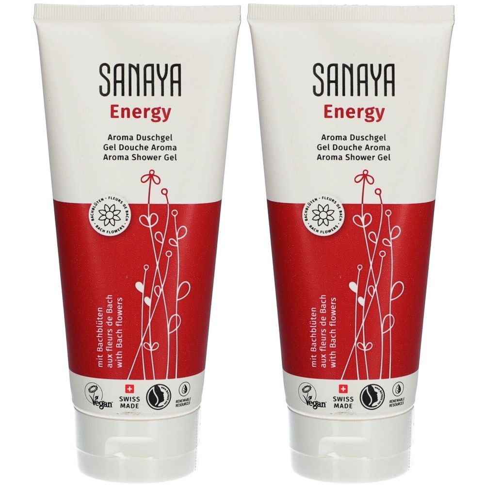 SANAYA Energy Gel Douche Aroma aux fleurs de Bach 2x200 ml Gel Douche
