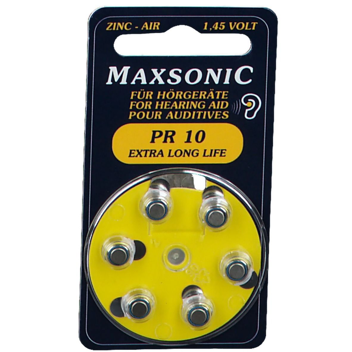 Maxsonic Piles longue durée pour appareils auditifs 1.45 volt 6 pc(s) Piles