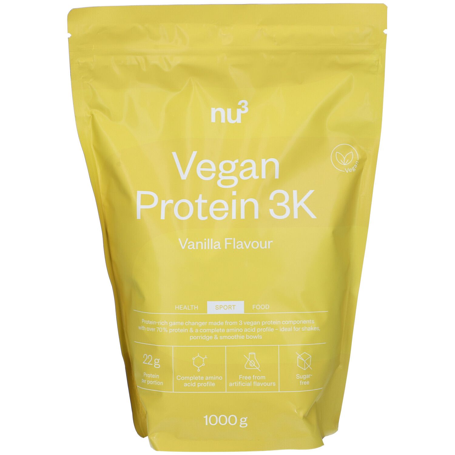 nu3 Vegan Protein 3K Vanille Poudre 1000 g