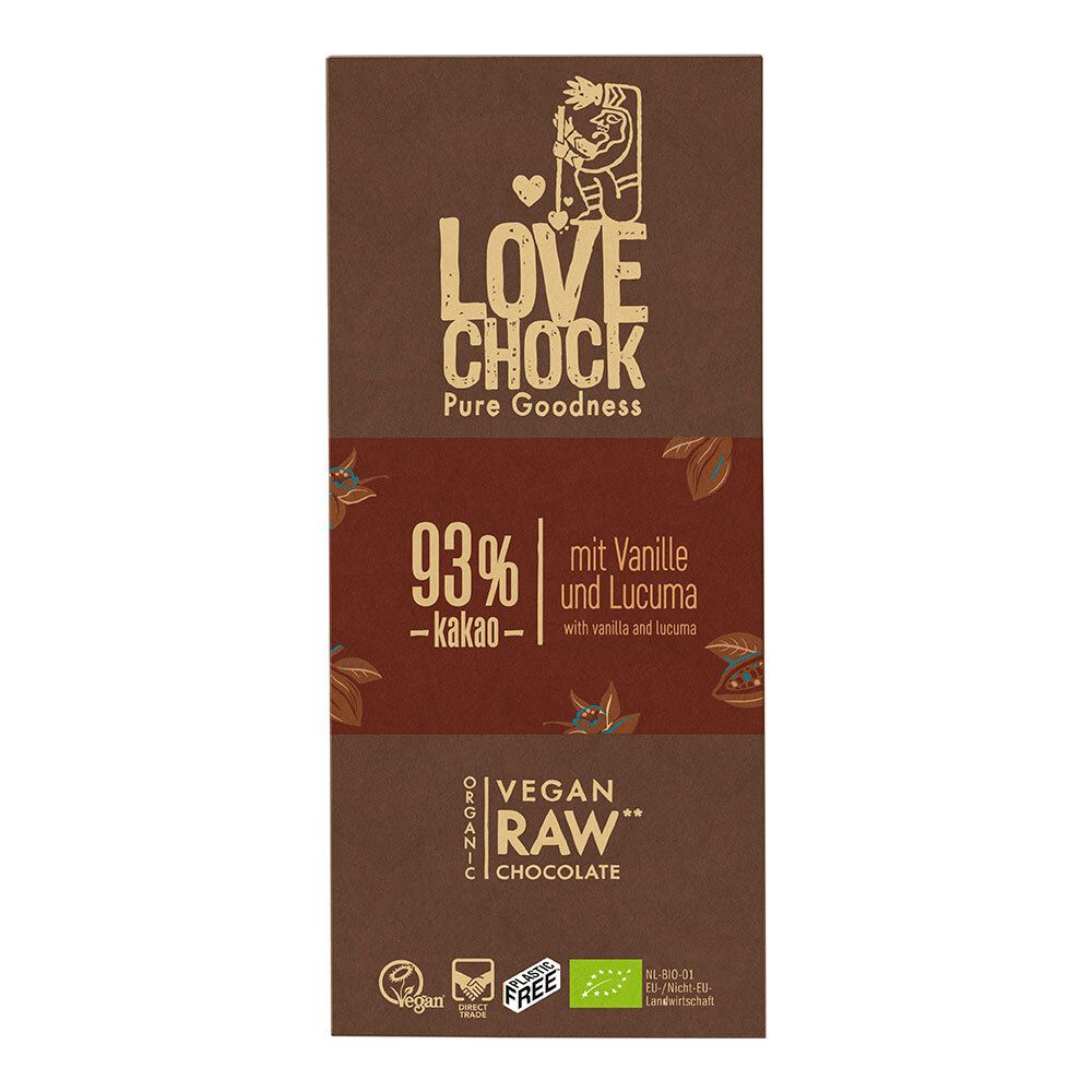Lovechock Bio Extra Foncé, 93 % Kakao Chocolat 70 g