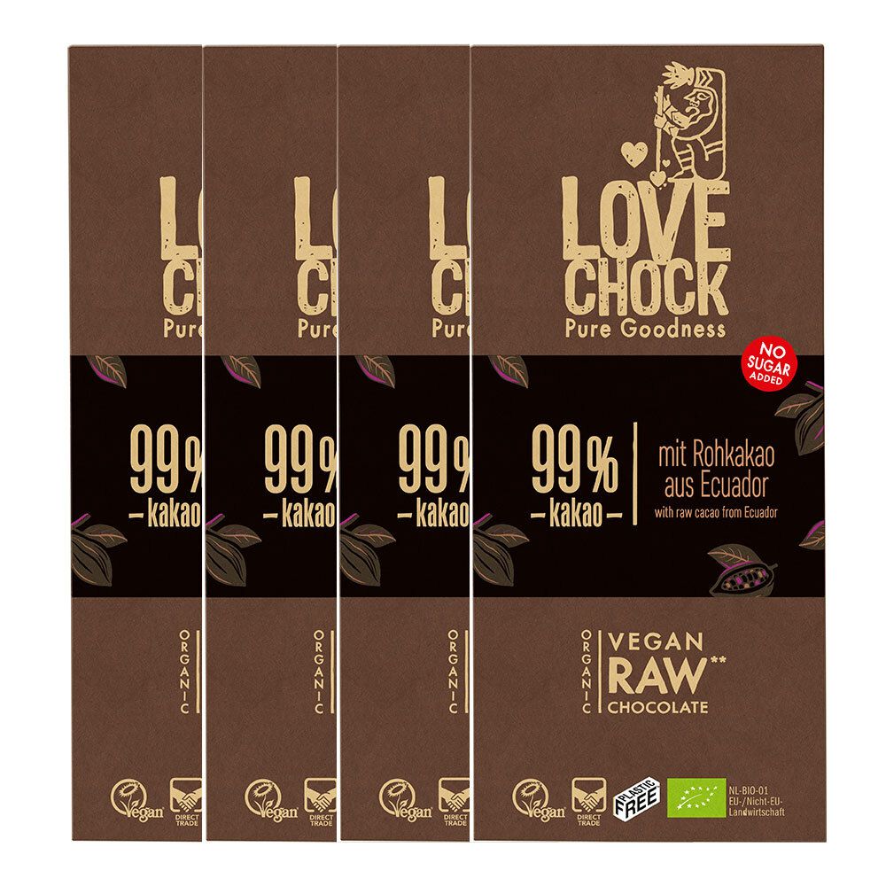 Lovechock Noir Intense, 99 % Cacao Chocolat 4x70 g
