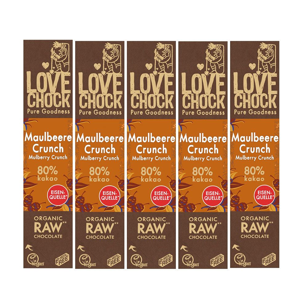 Lovechock Bio Mûre Blanche Vanille Barre Chocolat 5x40 g