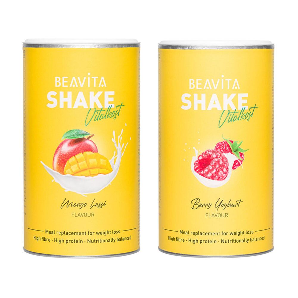 BEAVITA Shake minceur, Mango Lassi + Famboise - Yaourt Poudre 2x572 g