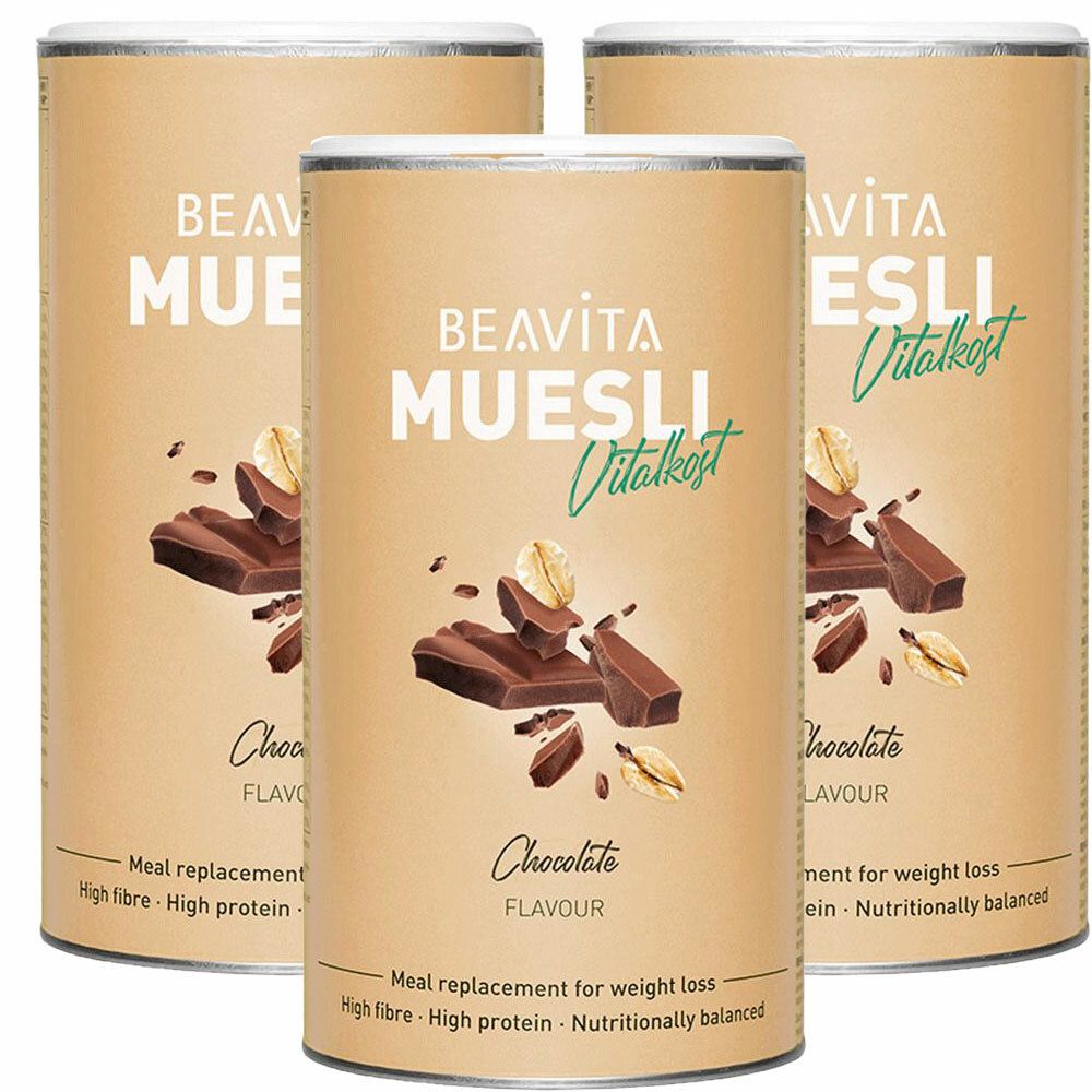 BEAVITA Muesli sans sucre ajouté, Chocolat 3x500 g Muesli